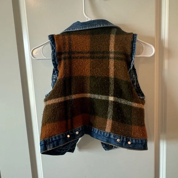 Giorgio Armani Jeans Reversible Denim Jean and Plaid Wool Jacket Vest - Picture 5 of 6